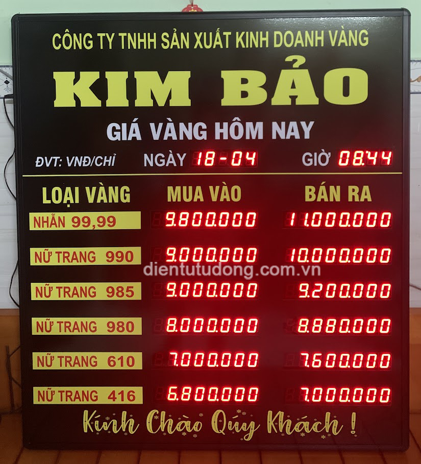 Bảng giá vàng hôm nay